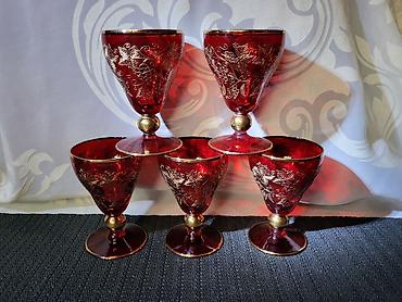Antiques: Case bohemija kristal za zestoko pice 1950/60ta.godina. Casice rubin — 5