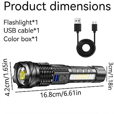 Digər işıqlandırma: Taktiki Zoom Fənər – USB-dən doldurulan, çoxfunksiyalı LED — 3