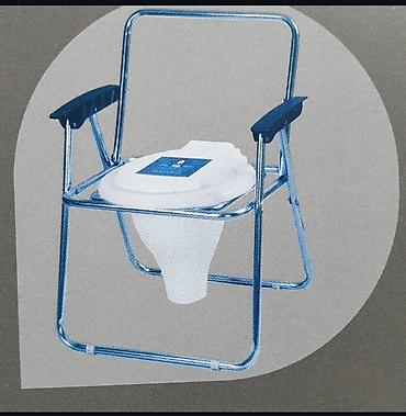 Xəstələr üçün unitazlar: Daşınan tualet stulu (komod stul) - Qatlanan metal karkas: yüngül və — 1