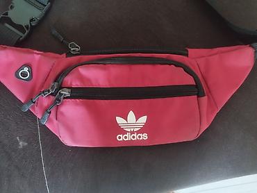 сумка америка: Поясная сумка Adidas (логотип Trefoil), цвет малиново‑красный. - — 1