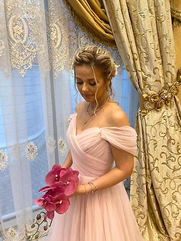 toy geyim: Şaftalı-çəhrayı rəngdə, zərif ziyafət/nişan/libas: - Model — 1