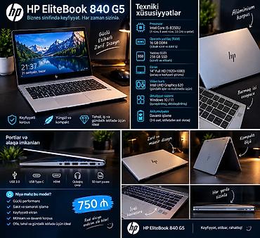 HP: HP EliteBook 840 G5 – biznes sinfi, etibarlı və zərif ultrabook — 2