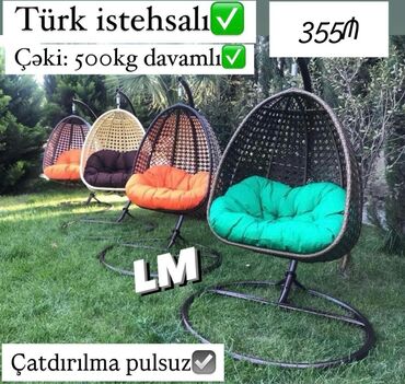 Masa və oturacaq dəstləri: Yeni, Oturacaq-yelləncək, Zontiksiz, Həsir toxunuşlu