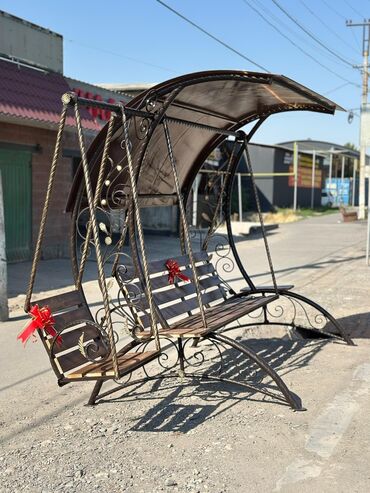 Садовые качели: Садовые качели Металл, Со спинкой, С крышей — 7