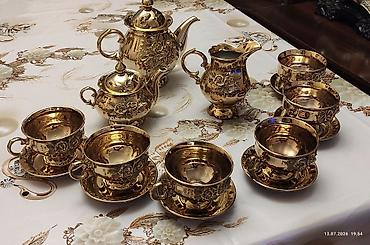 qızıl balıq: Çay dəsti, rəng - Qızılı, Keramika — 1