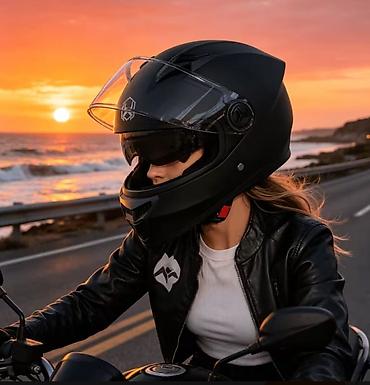 moto satış: Kaska Endirimlə 35-azn Tam üzlü motosiklet dəbilqəsi mat qara Ünvan Q — 2