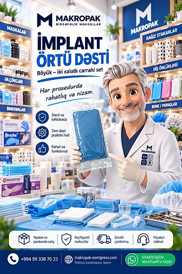 Markalar: 🦷 İMPLANT ÖRTÜ DƏSTLƏRİ — HƏR PROSEDURDA STERİL VƏ ETİBARLI SEÇİM! 💙 — 1