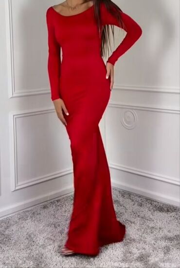 jeftine haljine za svadbu: M (EU 38), bоја - Crvena, Večernji, maturski, Dugih rukava