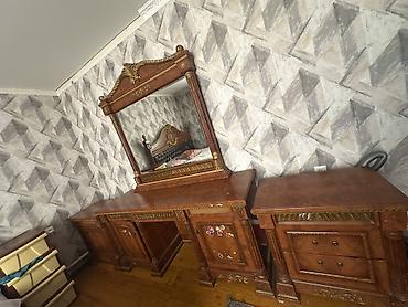 спальни бу: Спальный гарнитур, Б/у, Двуспальная кровать, Шкаф, Комод, Дерево, Самовывоз, цвет - Коричневый — 4