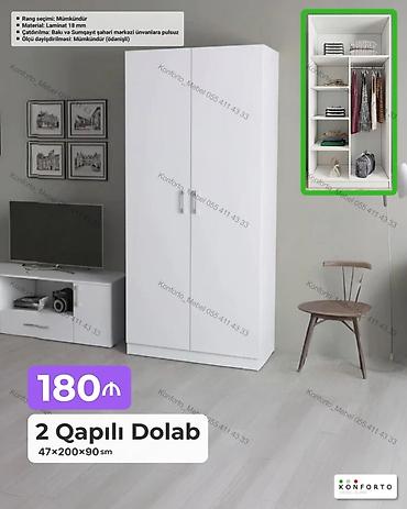 skaf: 2 qapılı paltar dolabı - Ölçülər: 47 × 200 × 90 sm - Material: 18 mm — 1