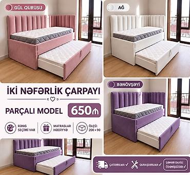 ipi: İki nəfərlik çarpayı – parçalı model - Rənglər: gül qurusu, ağ — 1