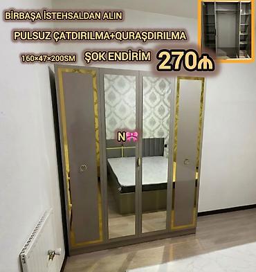 Yeni, 4 qapılı, Güzgülü, Boz, Açılan, Düz dolab lalafo.az -da Yeni, 4 qapılı, Güzgülü, Boz, Açılan, Düz dolab