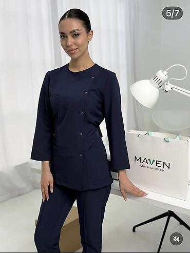 сток одежда: Женский медицинский костюм MAVEN модель 🥼”МИЛАН” - Цвет: темно‑синий — 1