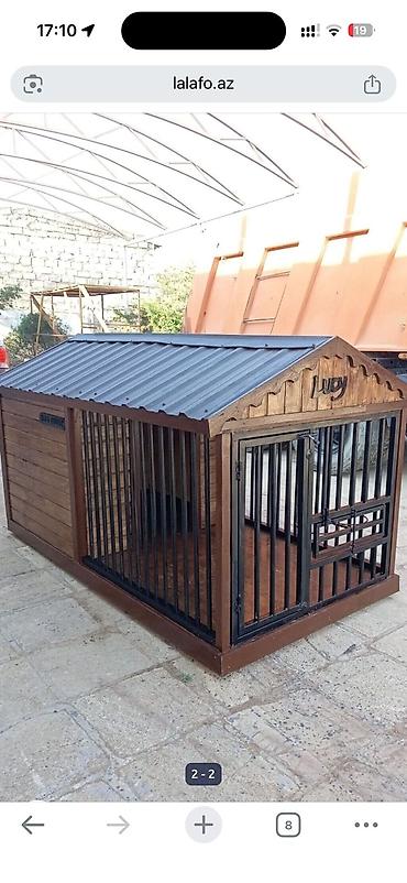 it ucun yuva: İt üçün geniş volyer/budaqa - Material: möhkəm taxta karkas və metal — 1