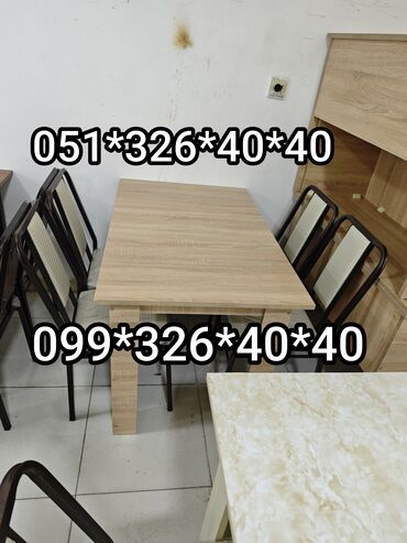 Masa və oturacaq dəstləri: Mətbəx üçün, Yeni, Açılmayan, Dördbucaq masa, 4 stul — 8