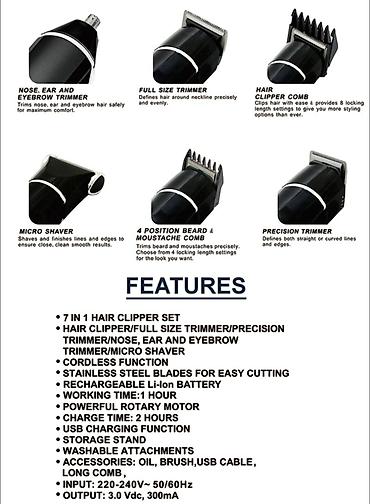 saç maşınları: Sonashi 1014U - Trimmer dəsti 7n1 ⚙️Məhsulun xüsusiyyətləri:⬇️ Çox — 4