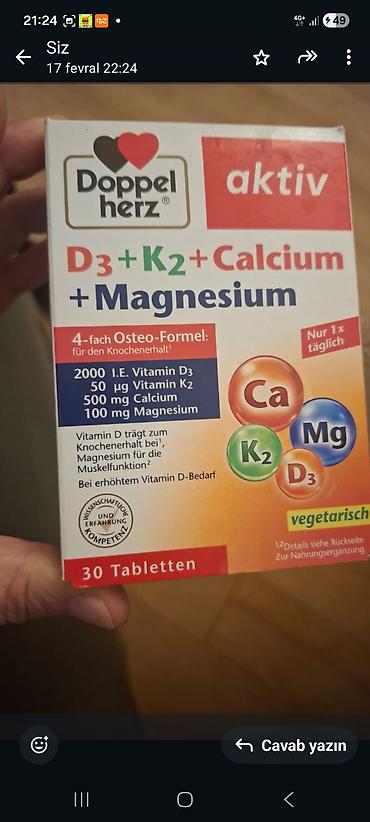 magnesium tablet: Doppelherz aktiv D3 + K2 + Calcium + Magnesium – 4-fazalı — 1