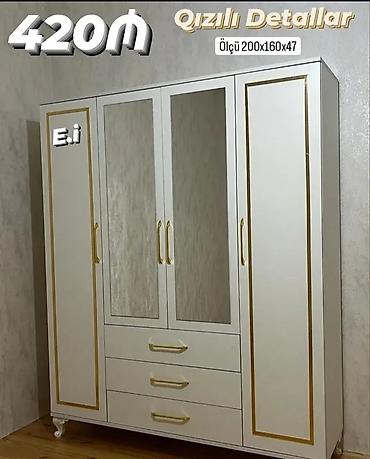 isqaf: Yeni, 4 qapılı, Ağ, Açılan, Düz dolab — 1