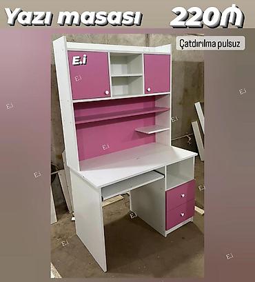 şfaner: Yazı masası – ağ və çəhrayı rəng kombinində funksional dizayn — 1