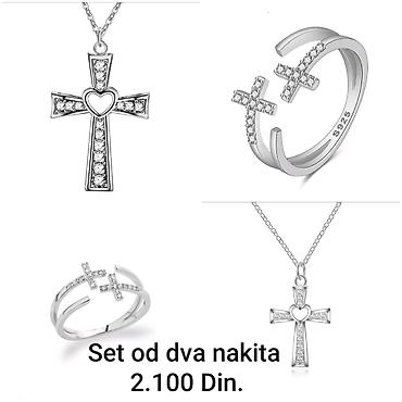 fredric sat: Posrebreni set od dva nakita – ogrlica sa priveskom i prsten - — 1