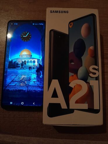 samsung j5 ekranı: Samsung Galaxy A21S, 64 GB, rəng - Qara, Barmaq izi, İki sim kartlı