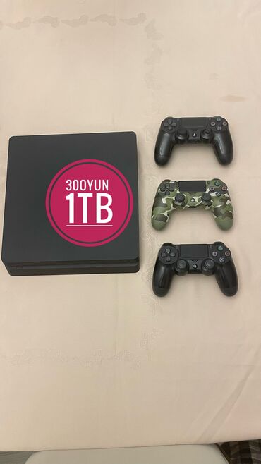 PS4 (Sony Playstation 4): Playstation 4 silm 1tb yaddaş İçinde 30oyunlu paket var 1eded
