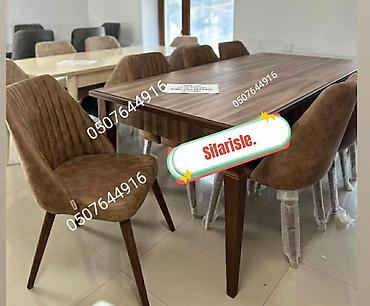 ders masa: Qonaq otağı üçün, Yeni, Açılmayan, Kvadrat masa, 6 stul — 2