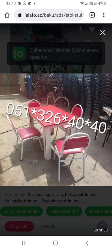 Sifarişlə masa və oturacaq dəstləri: Kravat çarpayi istediyiniz olcude istediyiniz rengde parcadan ve — 11