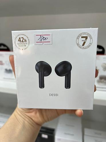 air iphone: Беспроводные наушники DES51 (черные) - Форм-фактор: вкладыши с ножкой — 1
