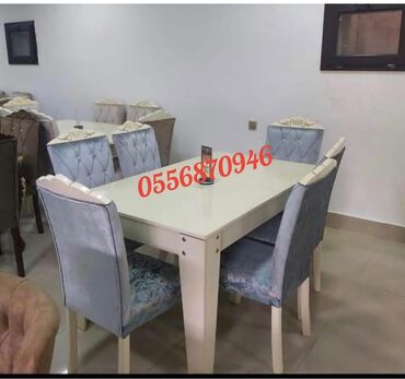 Masa və oturacaq dəstləri: Qonaq otağı üçün, Yeni, Açılmayan, Dördbucaq masa, 6 stul — 11