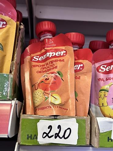 детское пюре: Пюре Semper в мягком пауч-пакете с крышечкой. Вкус: персик и печенье — 1