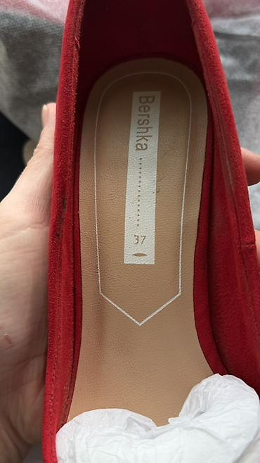 лодочки: Туфли, 37, Bershka, Б/у, цвет - Красный, Самовывоз — 3
