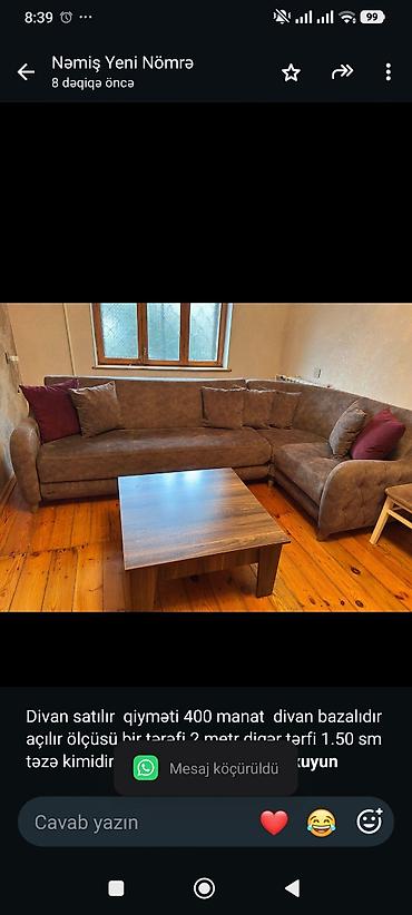 Divan satılır qiyməti 400 manat divan bazalıdır açılır ölçüsü bir lalafo.az -da Divan satılır qiyməti 400 manat divan bazalıdır açılır ölçüsü bir