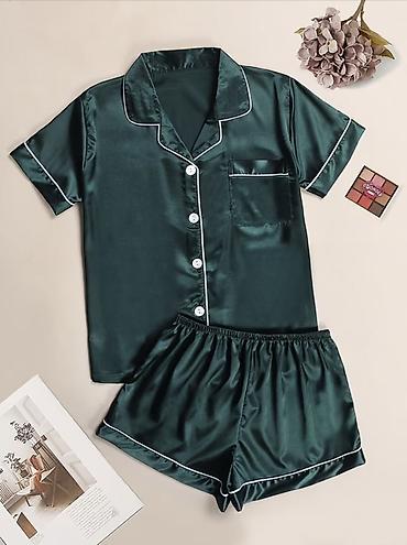 атласные сорочки ночные: Qadınlar üçün atlas pijama dəstləri - Material: yumşaq, parlaq — 5