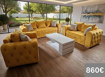 Stilske garniture: Komplet tapaciranih garnitura za dnevni boravak – moderan Chesterfield — 13