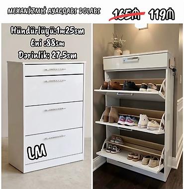 siyirmeli skaf: Mexanizmli ayaqqabı dolabı - Rəng: ağ, minimalist dizayn - Qapalı — 1