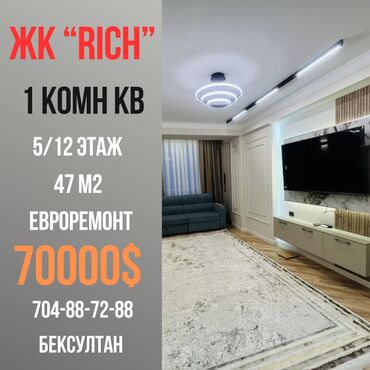 Продажа участков: 1 комната, 47 м², Элитка, 5 этаж, Евроремонт