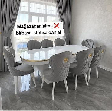 Qonaq otağı üçün, Yeni, Açılmayan, Oval masa, 8 stul