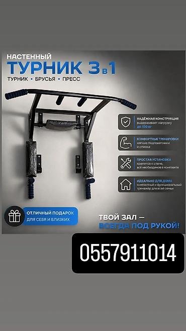 Турники и брусья: Турник, 3 в 1, Настенный, Новый, Платная доставка — 1