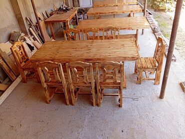Yelləncəklər: Yeni, Dördbucaq masa, 4 stul, Açılmayan, Stullar ilə, Taxta, Azərbaycan