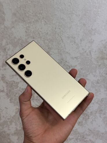 телефон s24: Samsung Galaxy S24 Ultra, Б/у, 256 ГБ, цвет - Бежевый, 1 SIM, eSIM