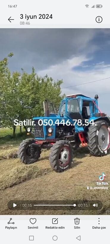 Kənd təsərrüfatı maşınları: Traktor Belarus (MTZ) 82, 1989 il, 82 at gücü, motor 0.2 l, İşlənmiş