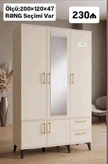 Шкафы: Üç qapılı paltar dolabı – güzgülü model - Ölçü: 200×120×47 sm (şəkildə — 1
