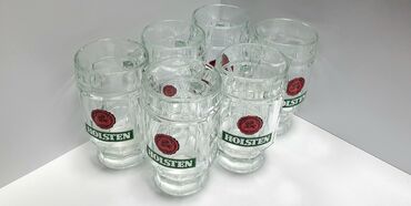 кружки стеклянные: Кружки Holsten(Германия тех лет), новые, по 0.3литра, набор из 6