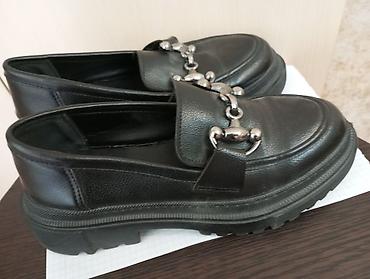 meta eynək: Qadın loaferləri – qara, qalın altlıqlı - Material: qara dəri (üst və — 2