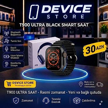 9990 zeng: T900 Ultra Black Smart Saat - Bluetooth bağlantısı - Təmiz səs və — 1