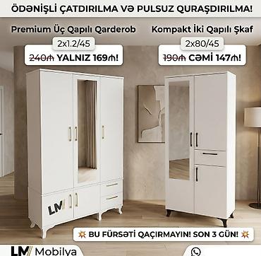 Premium Üç Qapılı Qarderob və Kompakt İki Qapılı Şkaf - Premium Üç