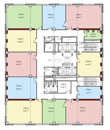 триумф: Продажа офисов 40 м², Без ремонта, Бизнес центр, 4 этаж — 7