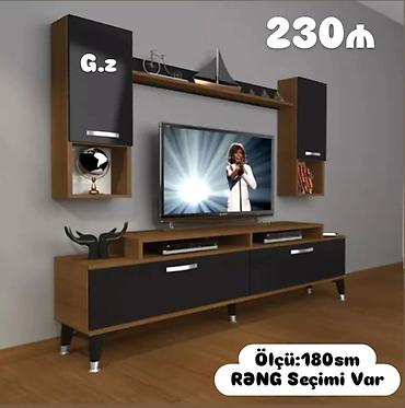 TV altlığı: TV stendi və divar modulu dəsti - Ölçü: 180 sm - Rəng seçimi var - — 1