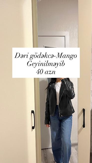 godəkcə: Məhsul: Mango dəri gödəkçə • Model: motosiklet üslubunda, qara rəng — 4